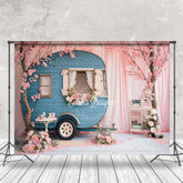 Lofaris Peach Trees Blossom RV Pink Curtain Spring Backdrop